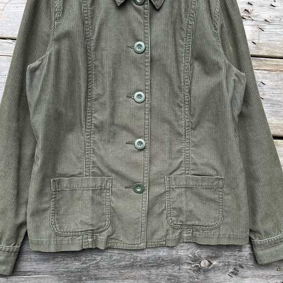 Eddie Bauer Green Cotton Corduroy Chore Coat Women’s Size Large - Picture 2 of 4